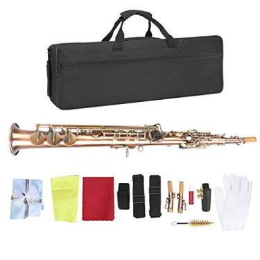 Imagem de Cyllde saxofone saxofone saxofone de cobre vermelho antigo profissional B saxofone reto soprano saxofone com palhetas de saxofone bagalto