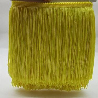 Imagem de 10 metros/lote 20 cm de largura guarnição de franja de renda borla apara de franja para diy vestido latino acessórios de roupas de palco fita de renda, amarelo, 5 metros