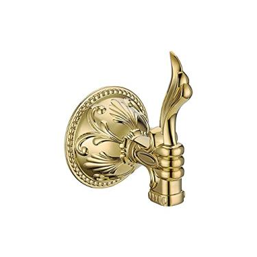 Imagem de Conjunto de acessórios de banheiro dourado de luxo Prateleiras de banheiro antigas Barra de toalha Suporte de papel higiênico Suportes de copo Suportes de sabonete Suporte de escova de banheiro, gancho de roupão