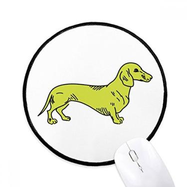 Imagem de DIYthinker Tapete de mouse com estampa de ilustração amarela de cachorro de desenho animado para escritório tapete redondo para computador