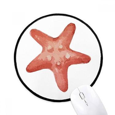 Imagem de Starfish Vida Marinha Ilustração Vermelha Mouse Pad Desktop Escritório Tapete Redondo para Computador