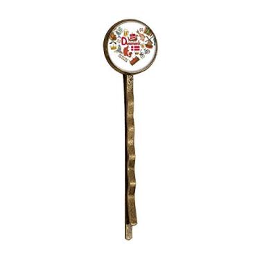 Imagem de Denmark Love Heart Landscap Bandeira Nacional Retrô Metal Hair Bobby Pin Headwear