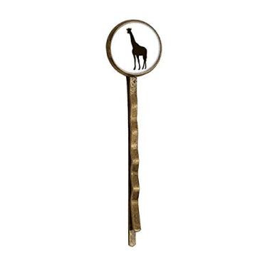 Imagem de Bobby Pin de cabelo de metal retrô com retrato de animal preto