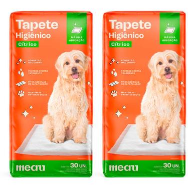 Imagem de Tapete Higiênico Meau Cheirinho Cítrico para Cães - 60 Unidades (2 Pacotes)