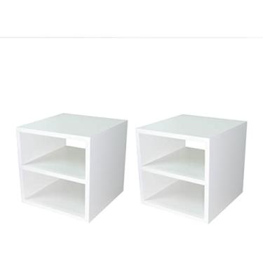 Imagem de Kit Mesa de Cabeceira 30x30x30cm 100% MDF Branco 2 unidades
