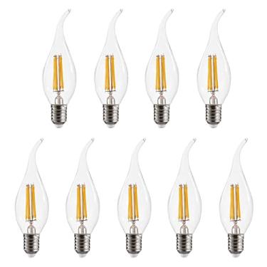 Imagem de Tianzo Lâmpada LED 4W E14 Lâmpadas LED Branco Quente 2700K Estilo Vintage Lâmpada LED 40W Equivalente, 9 Pacotes