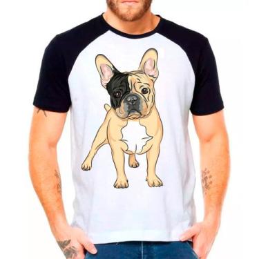 Imagem de Camiseta Raglan Pet Dog Buldogue Francês Branca Masculina05 - Design C