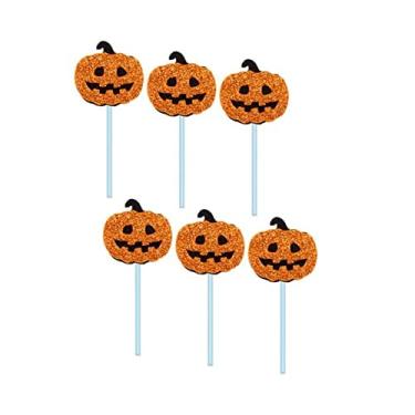 Imagem de Decoração Halloween Toppers Docinho Já com Palitos Chapéu de Bruxa ou Abobora Abobora