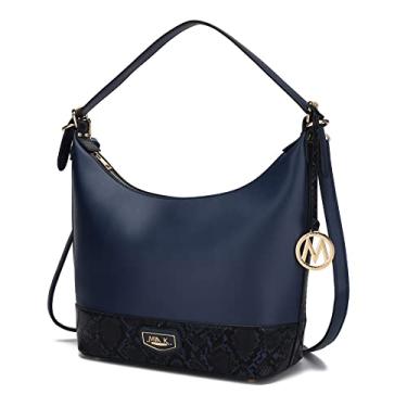 Imagem de MKF Collection Bolsa de ombro para mulheres, bolsa de couro vegano Hobo Fashion bolsa carteiro, Diana Navy