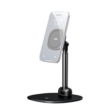 Imagem de LAURAG MG-04 Suporte dobrável para telefone de mesa com suporte magnético giratório de 360° Suporte para telefone com altura ajustável para substituição de smartphones da série 14/13/12