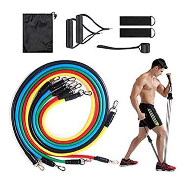 Imagem de Kit Extensor 5 Elasticos Exercicio em Casa Academia Abdominal Pilates Tonificaçao