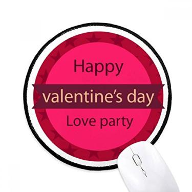 Imagem de Mouse pad redondo rosa Happy Valentine's Day Love para computador