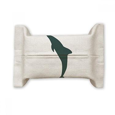 Imagem de Bolsa de linho de algodão para lenços faciais com golfinho simplificado para o oceano azul