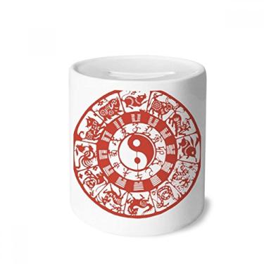 Imagem de DIYthinker Dinheiro com diagramas chineses Taiji Zodíaco Yin-Yang Caixa de cerâmica para presente de cofrinho