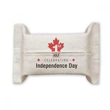 Imagem de Bolsa de linho de algodão com bandeira de folha de bordo do Canadá Dia da Independência