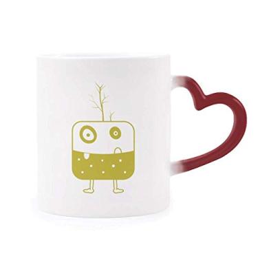 Imagem de Universo Alienígena monstro verde criatura sensível ao calor caneca vermelha mudança de cor grés copo