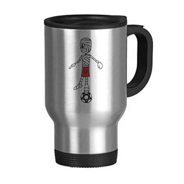 Imagem de Caneca de viagem esportiva de futebol marroquino com tampa flip em aço inoxidável copo de carro copo térmico