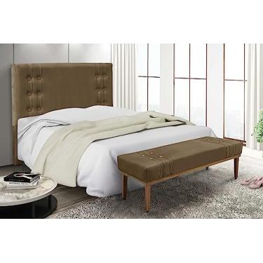 Imagem de Kit Cabeceira e Recamier Sofá Divã Dois Lugares Calçadeira 1,95 M Artemis (Suede caramelo)