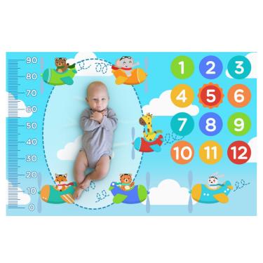 Imagem de Cenario Mesversario Lençol C/ Moldura Fotos do Bebe Unissex