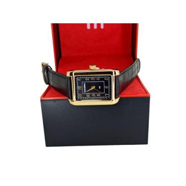 Imagem de Relógio Mondaine Masculino Dourado Quadrado Pulseira De Couro 99547Gpm