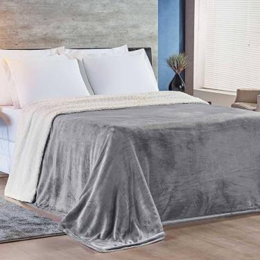 Imagem de Cobertor Magnific Casal Queen Sherpa Com Manta Microfibra Toque Lã Carneiro 01 Peça - Cinza