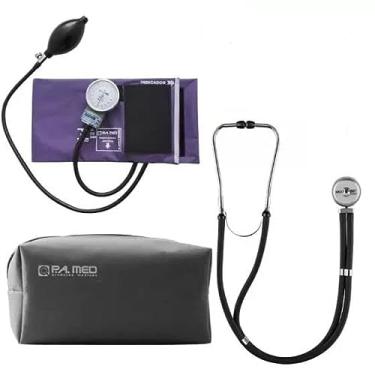 Imagem de Kit Esfigmomanômetro Pamed + Estetoscópio Rappaport Preto (LILAS)