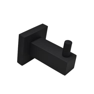 Imagem de Porta Toalha Cabide Preto Fosco Banheiro Quadrado Metal Polo Metais