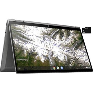Imagem de Laptop 2021 HP X360 2 em 1 com tela sensível ao toque FHD IPS Chromebook, Intel Core i3-10110U (Beats i5-7200U), 8 GB de RAM, 64 GB eMMC, teclado retroiluminado, leitor de impressão digital, webcam, prata mineral + cartão TiTac