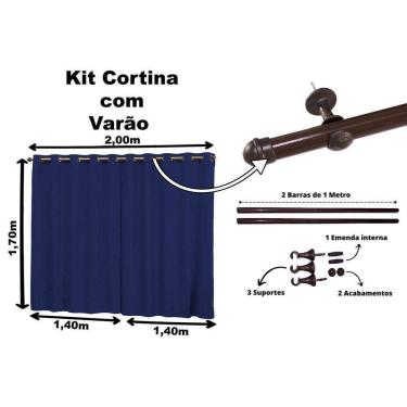 Imagem de Cortina Semi-Blackout Suede 2,80m x 1,70m + Varão Tabaco 2m