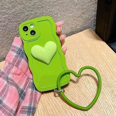 Imagem de Anel de pulso de coração Capa de telefone onda de silicone líquido para Huawei para HONOR 70 60 50 30 20 V20 V30 Pro 50SE 60SE X10 X9 X8 X7 8X Capa mole, verde, para HONOR X9