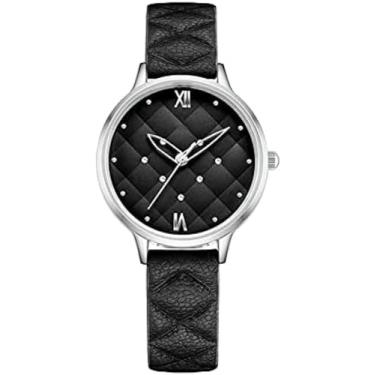 Imagem de Relógio Casual Fino Relógio Casual Feminino Relógio De Pulso Elegante 33 Mm Relógio Feminino Minimalista Fashion Com Pulseira De Couro PU Relógios De Negócios Da Moda,Preto,Hilarious123