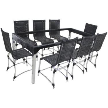 Imagem de 8 Cadeiras E Mesa De Jantar Haiti Em Alumínio Para Cozinha - Trama Ori