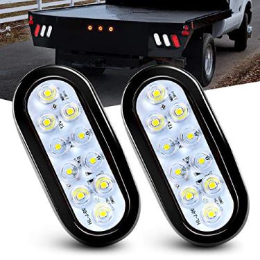 Imagem de Nilight - Luzes traseiras de reboque de LED brancas ovais TL-09 de 15 cm, 2 peças de 10 LEDs com argolas de montagem alinhada IP67 à prova d 'água, luzes de reboque para trailer caminhão Jeep