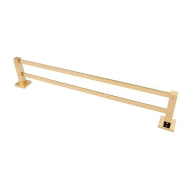 Imagem de Suporte Porta Toalha Banho Duplo Banheiro Inox Dourado Gold