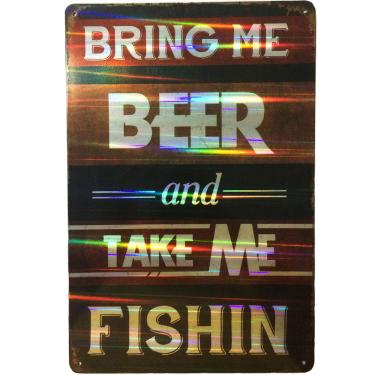 Imagem de Placa Refletiva 3d De Metal Bring Me Beer