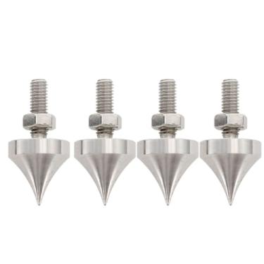Imagem de 4 peças de ponta de alto-falante de aço inoxidável à prova de choque pés de isolamento ajustável almofada cone para amplificador de toca-discos CD gravador DAC, picos de alto-falante (M10)