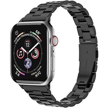 Imagem de Hoopyeecase Fino Metal pulseira de relógio Compatível com Apple Watch 38mm 40mm 42mm 44mm Magro Aço inoxidável Ajustável Pulseira pulseira para iWatch SE Series 6 5 4 3 2 1 para mulheres homens