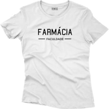 Imagem de Camiseta Algodão Feminina Faculdade Mod 1 Farmácia Tamanho:GG;Cor:Branco