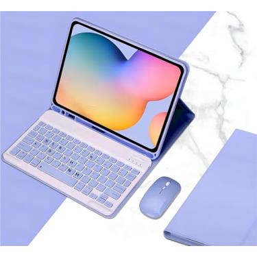 Imagem de Magnetic Protective Keyboard Cover for Samsung Galaxy Tab A8 A7 A9 Plus 11" S7 S8 S9 FE 11in S7 S7 12.4in Tablet Flip Case (Roxo claro + teclado + mouse, Tab A8 10.5'')