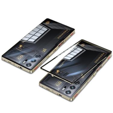 Imagem de QUIETIP Capa compatível com Red Magic 9 Pro e 9S Pro com protetor de tela, moldura de metal + capa traseira de vidro temperado transparente, dourada