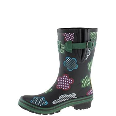 Imagem de Evercreatures Bota de chuva feminina impermeável cano médio botas de chuva com estampa fofa arco-íris galochas sapatos de chuva marca do Reino Unido, Multicolorido., 36