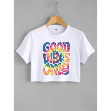 Imagem de Camiseta Cropped Blusa Good Vibes Soltinha - No Sense