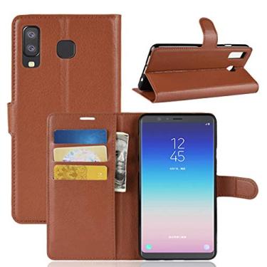 Imagem de Capa para Samsung Galaxy A8 Star, capa carteira flip de couro PU premium com compartimento para cartão, suporte e fecho magnético [capa interior à prova de choque de TPU] Compatível com Samsung Galaxy