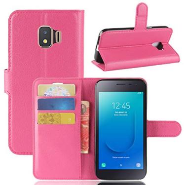 Imagem de Capa para Samsung J2 Core, capa tipo carteira flip de couro PU premium com compartimento para cartão, suporte e fecho magnético [capa interior TPU à prova de choque] compatível com Samsung J2 Core
