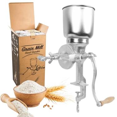 Imagem de Moedor de grãos de ferro portátil - Moedor manual de alimentos, triturador de milho com rachadura manual, grãos de aveia, milho, trigo, café, nozes e malte, moedor de grãos operado à mão