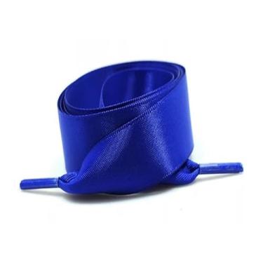 Imagem de 1Pair Satin Shoe Laces Flat Silk Ribbon Shoelaces Width Boots Sneakers Laces For Shoes Length (Color : Dark blue, Size : 80cm)