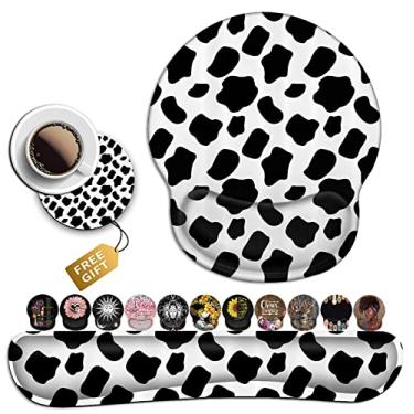 Imagem de Mouse pad sem fio com suporte de pulso, mouse pad de gel ergonômico, descanso de pulso para teclado, almofada de pulso de espuma de memória macia para escritório, almofada de mesa de digitação, preto