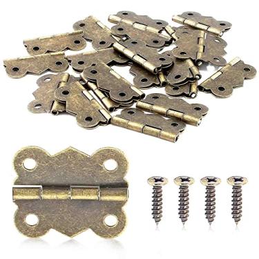 Imagem de BokWin Dobradiça borboleta de latão antigo, 40 peças, dobradiças de borboleta pequenas antigas, dobradiças de borboleta de bronze, dobradiça dobrável para artesanato, caixa de madeira, caixa de