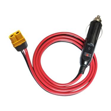 Imagem de LIXINTIAN Plugue de isqueiro de carro 12AWG de 3,3 pés para cabo de carregamento conector fêmea XT60, para painel solar RV estação de energia portátil gerador solar