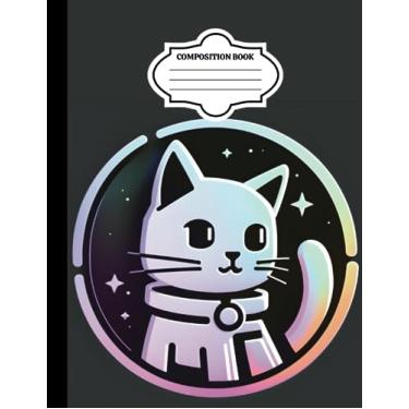 Imagem de Caderno de composição Space Ace Cat – Diário em branco com capa de gato espacial (pautado na faculdade, 120 páginas, 21,6 x 28 cm): caderno de composição